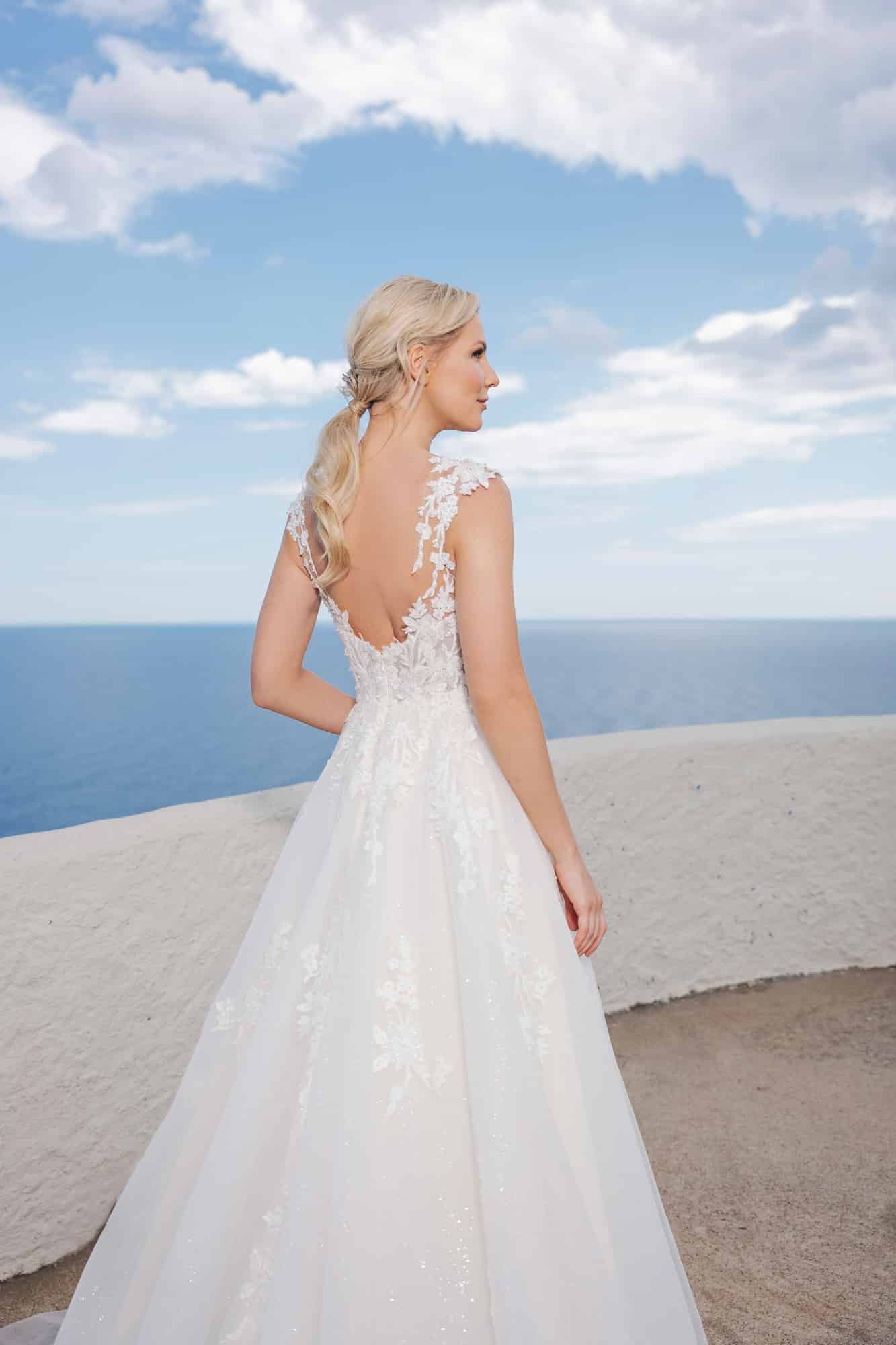 B2404 Amera Vera Brautkleid bei VeRina Brautmoden in Hille Rothenuffeln Tüllkleid breite Träger runder Rückenausschnitt Spitze Glitzer (1)