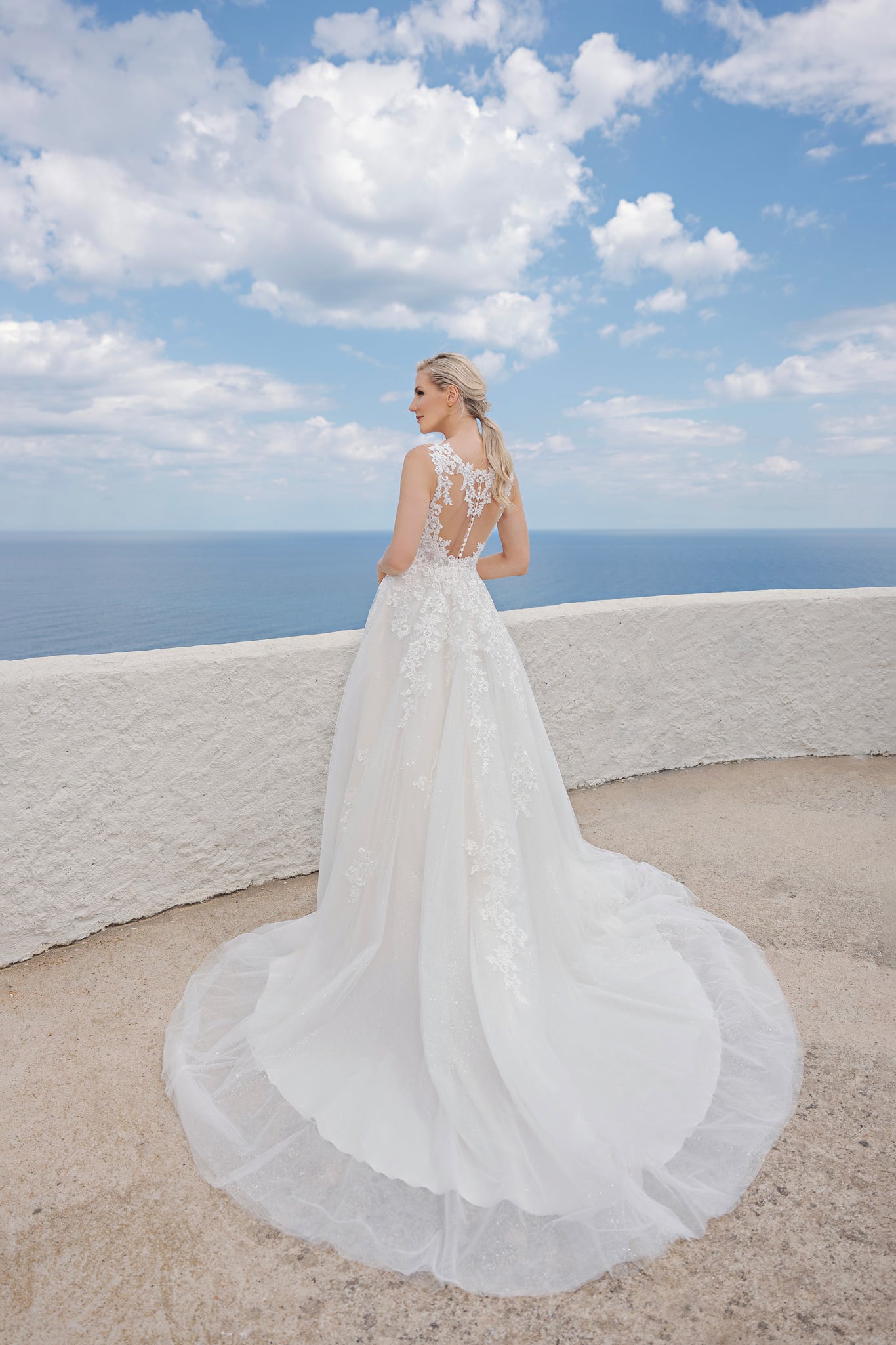 B2412 Amera Vera Brautkleid bei VeRina Brautmoden in Hille Rothenuffeln Tüllkleid Prinzessin Spitze Steinchen Glitzer Tattoospitze tiefer Ausschnitt (3)