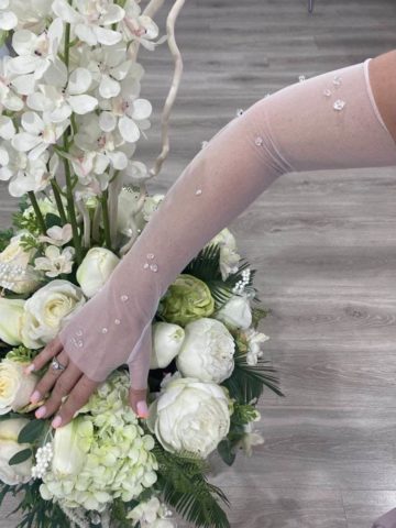 Handschuhe Diamentia bei VeRina Brautmoden in Hille Rothenuffeln fingerlos lang kristalle
