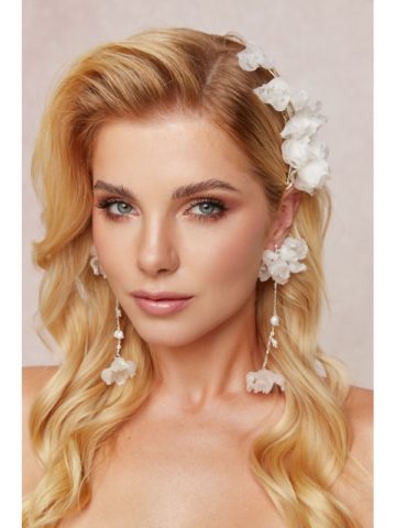 Ohrringe ivory flowers Novia blanca bei VeRina Brautmoden in Hille Rothenuffeln Blumen aus Stoff