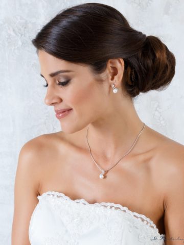 Schmuckset EO13968 G.Westerleigh bei VeRina Brautmoden in Hille Rothenuffeln perlen Brautschmuck Kette Ohrringe silber