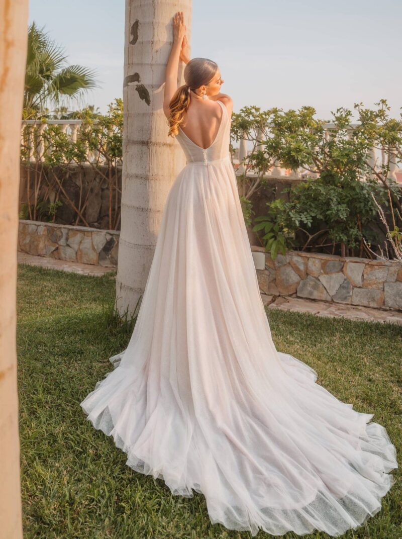 2610 Brautkleid Diane Legrand bei VeRin Brautmoden in Hille Rothenuffeln Tüllkleid Träger Glitzer Beinschlitz V Ausschnitt 2