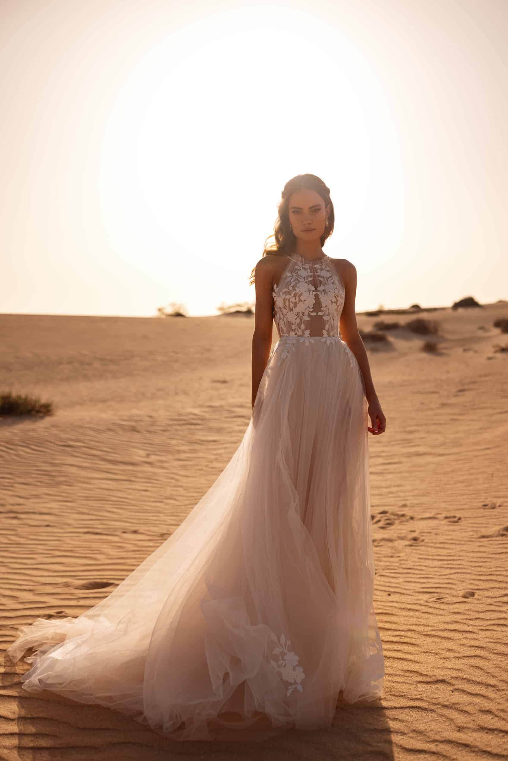 Ellie Dama Couture Brautkleid bei VeRina Brautmoden in Hille Rothenuffeln A Linie luftig Tüllkleid Neckholder Spitzenapplikationen (2)