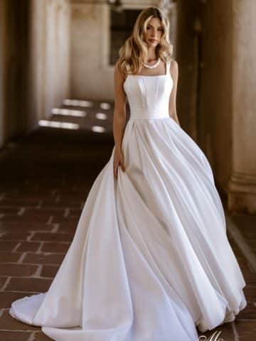 Fayola Brautkleid MS Moda bei VeRina Brautmoden in Hille Rothenuffeln Clean A Linie Squareneck Schleife (1)