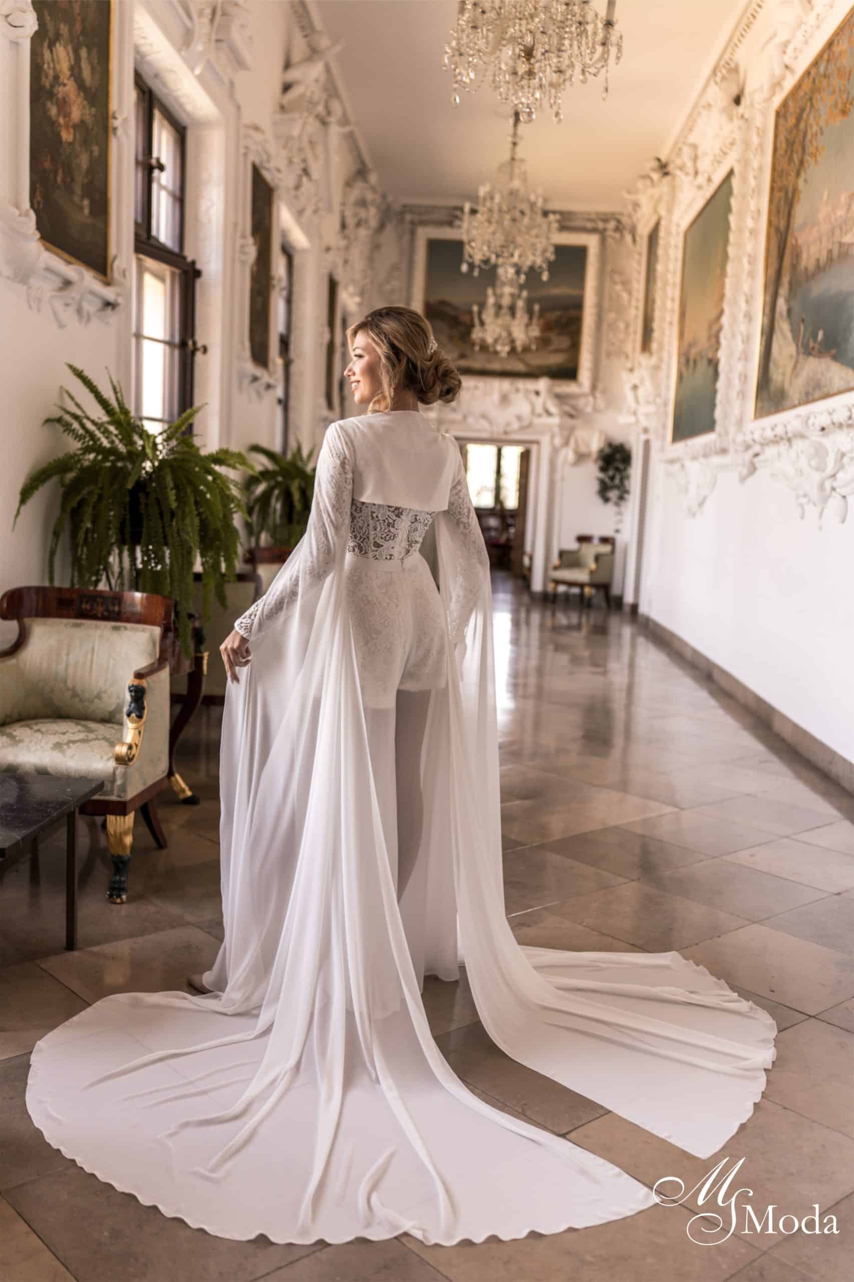 Jumpsuit Isabella MS Moda bei VeRina Brautmoden in Hille Rothenuffeln 3Teilig Chiffonhose lang Kurzer Spitzenjumpsuit Bolero mit langen Ärmel Chiffon (10)