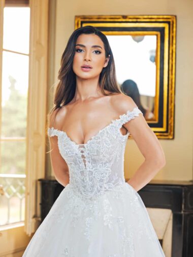 b2618 Brautkleid amera vera Fashion Queen bei VeRina Brautmoden in Hille Rothenuffeln Tüllkleid Prinzessin Glitzer Carmenträger (2)